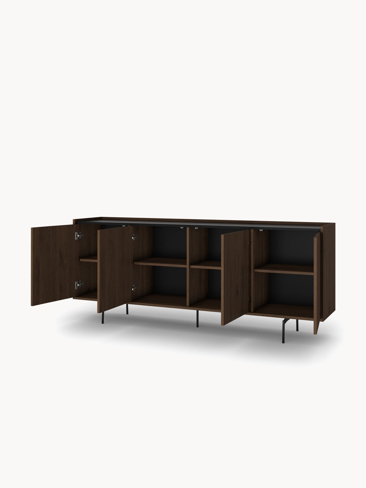Komoda Zenar 200 cm štvordverová - Orech elegant / Čierny