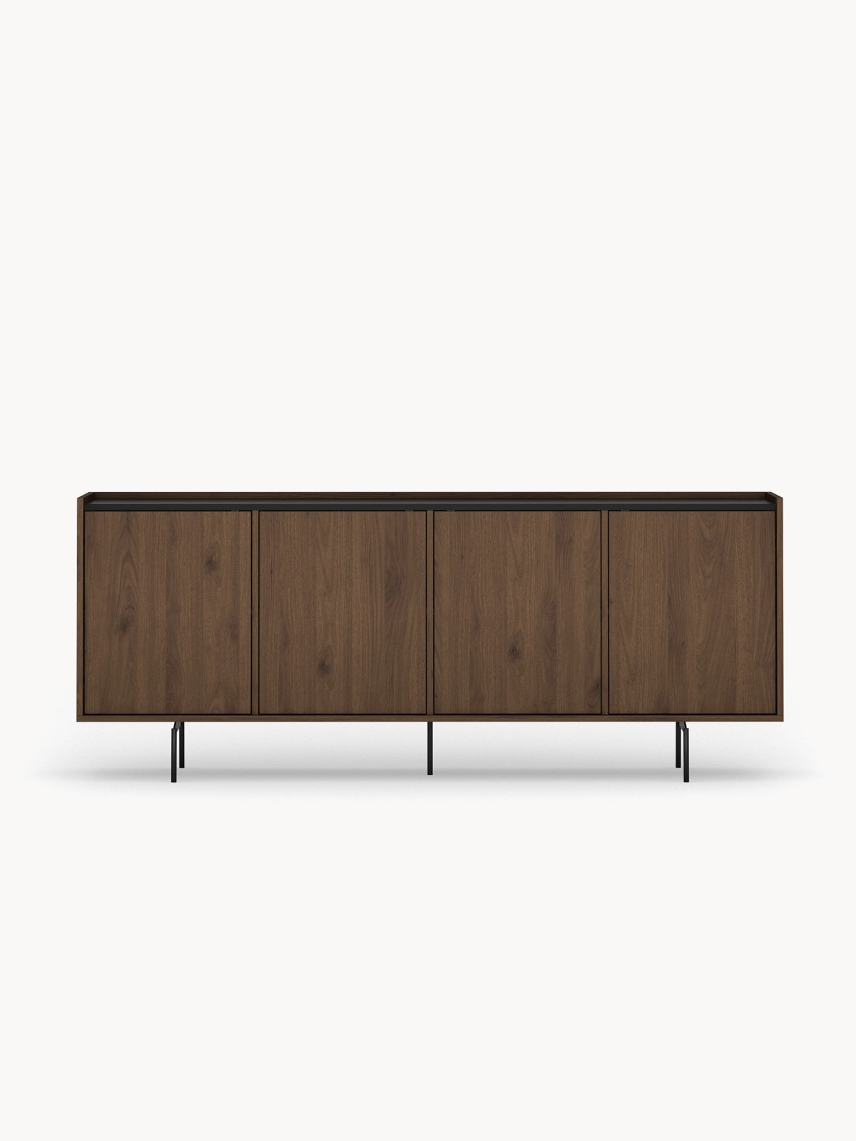 Komoda Zenar 200 cm štvordverová - Orech elegant / Čierny