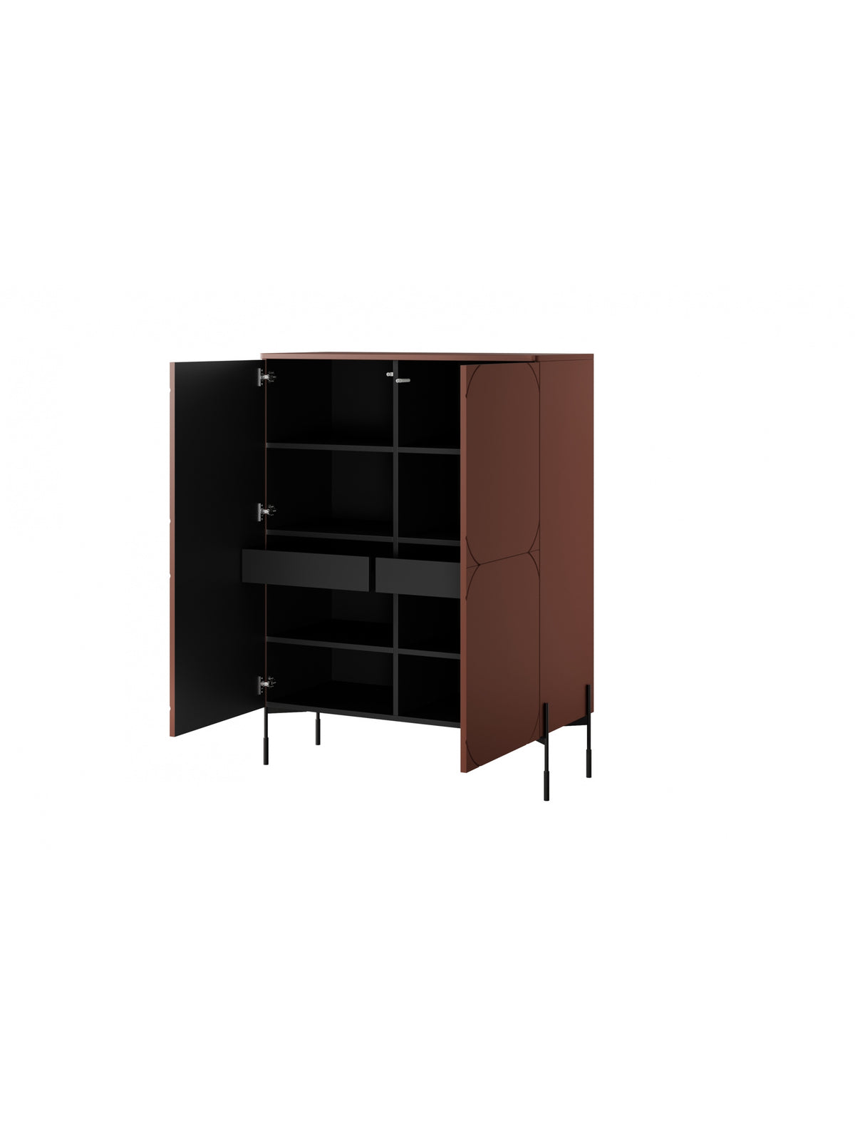 Komoda Sonatia 120 cm dvojdverový s dvoma ukrytymi zásuvkami - burgund