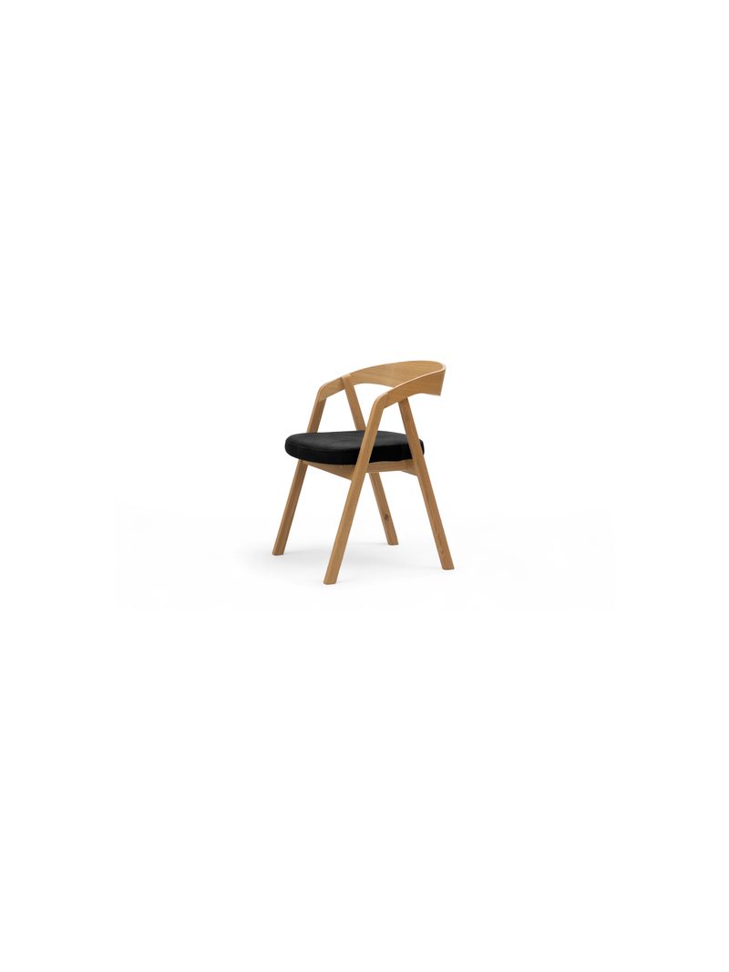 Drevená stolička Elvarin s čiernym čalúneným sedadlom Wind 99 a lakovaným dubovým rámom