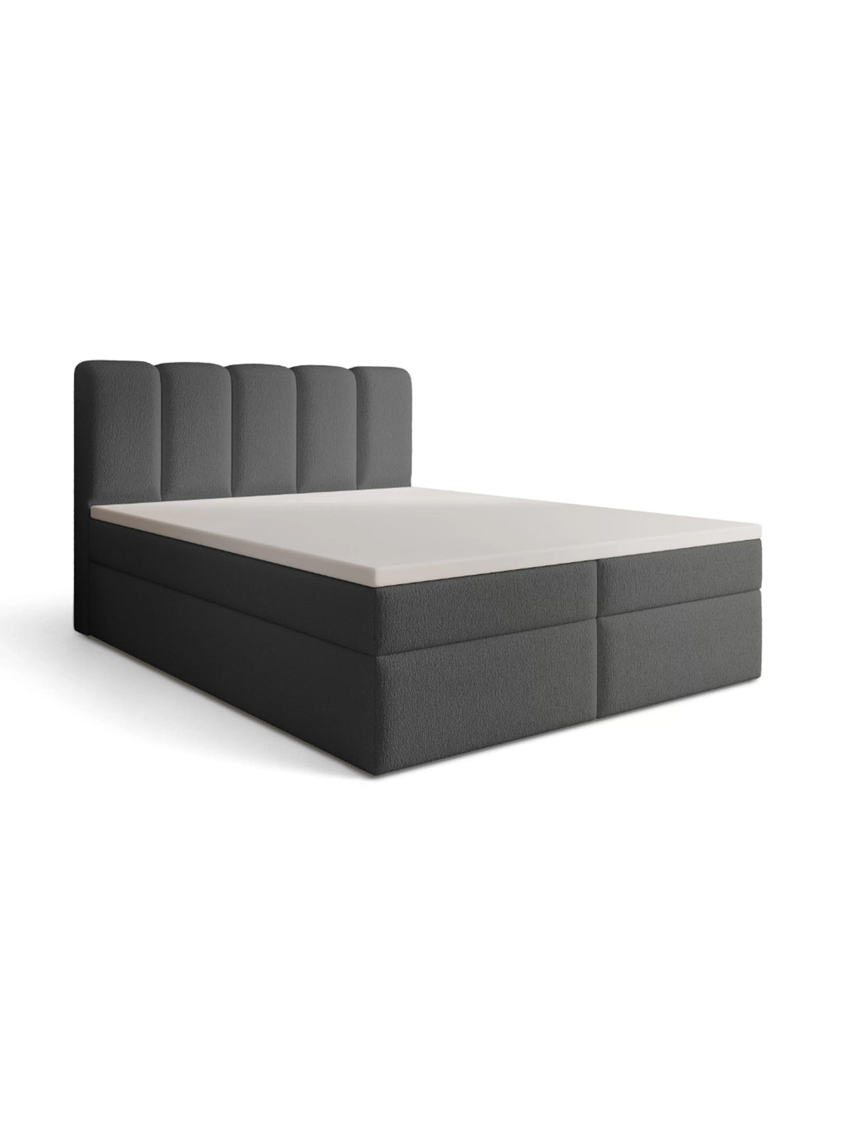 Kontinentálna posteľ Tenor 160x200 tmavosivá boucle s úložnými boxmi