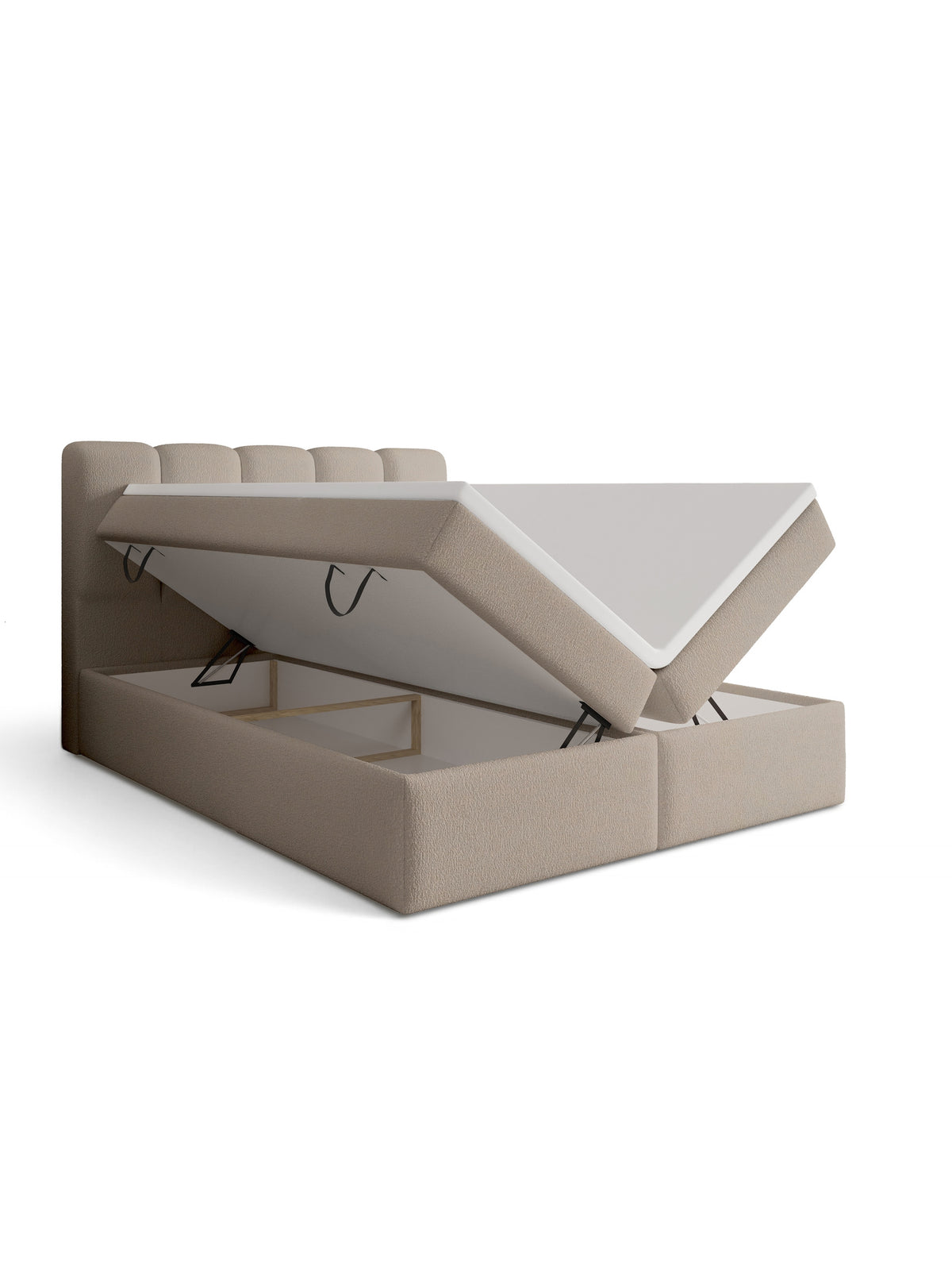 Kontinentálna posteľ Tenor 180x200 v tmavohnedej látke Quelle 05 s otvoreným úložným priestorom