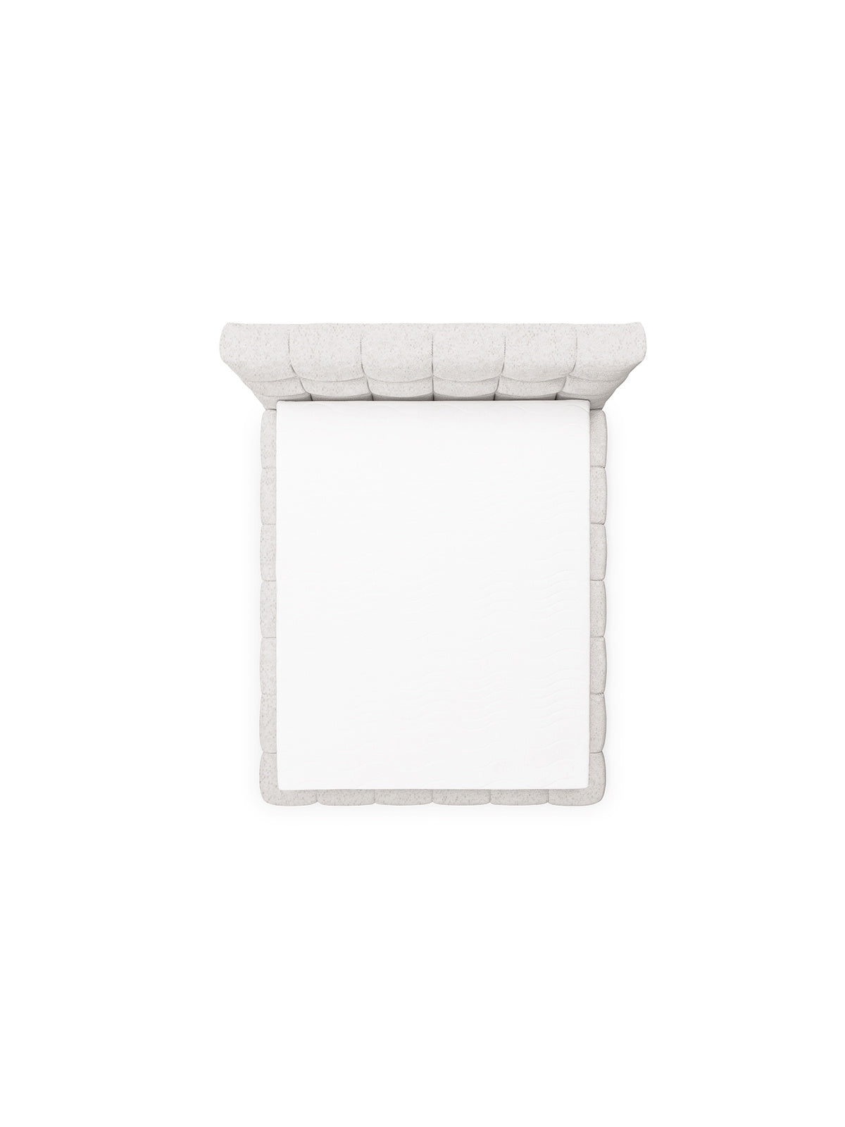 Čalúnená posteľ Bellmora 180x200 v béžovej boucle látke Raven 22, pohľad zhora
