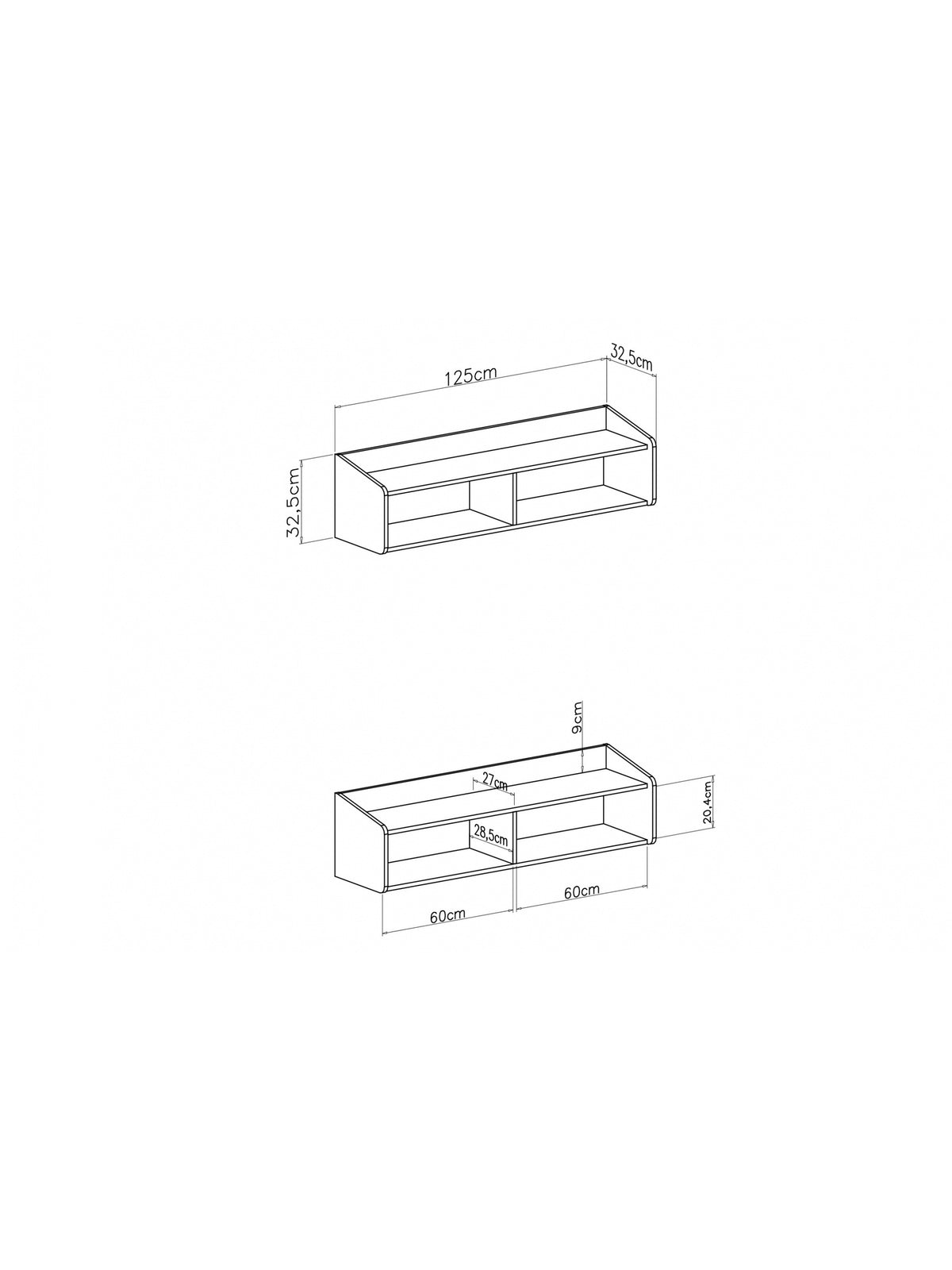 Polica Fiorenza 125 cm s dvoma priehradkami, eukalyptové telo, dub baltic dune predná časť