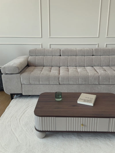 Sofa trzyosobowa Tyrion z funkcją spania - brązowy szenil Vibe 21