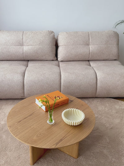 Stolik kawowy Nomis 80 cm okrągły - miel / jesion