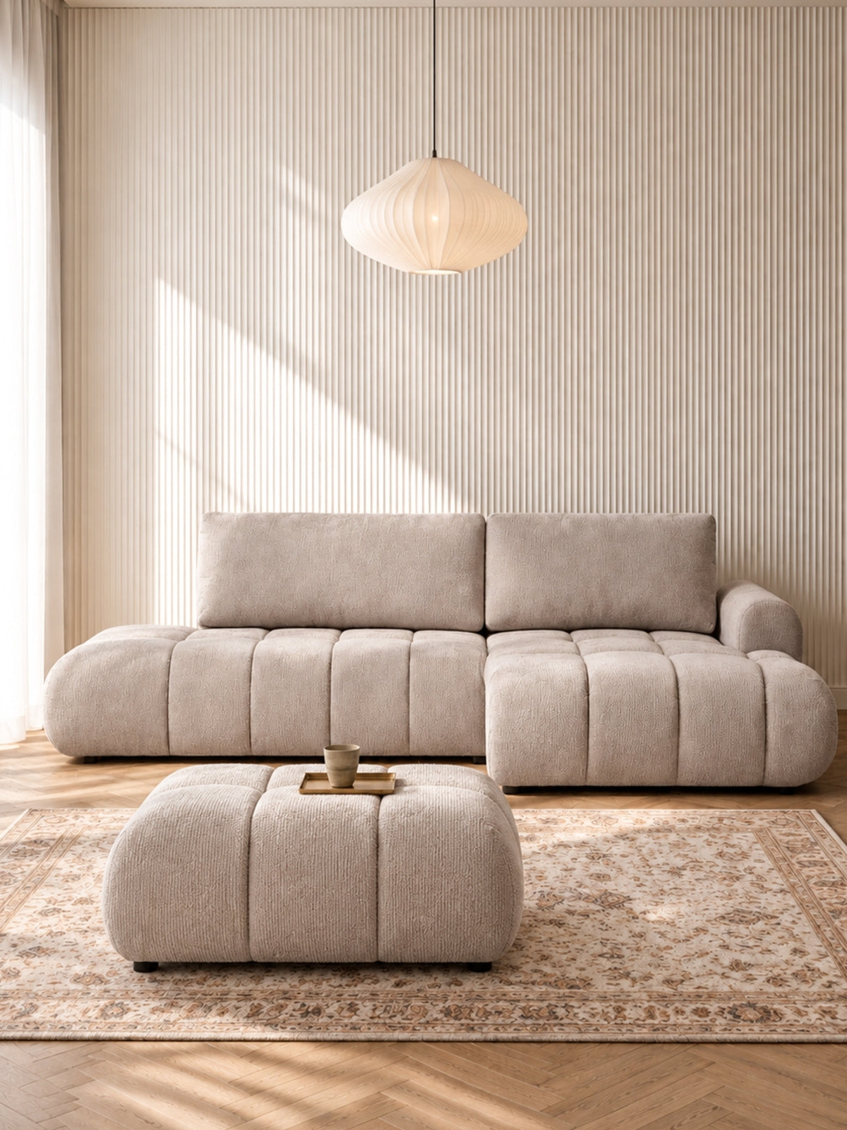 Taburet čalúnená Lutario Mini - béžový šenil Vibe 08
