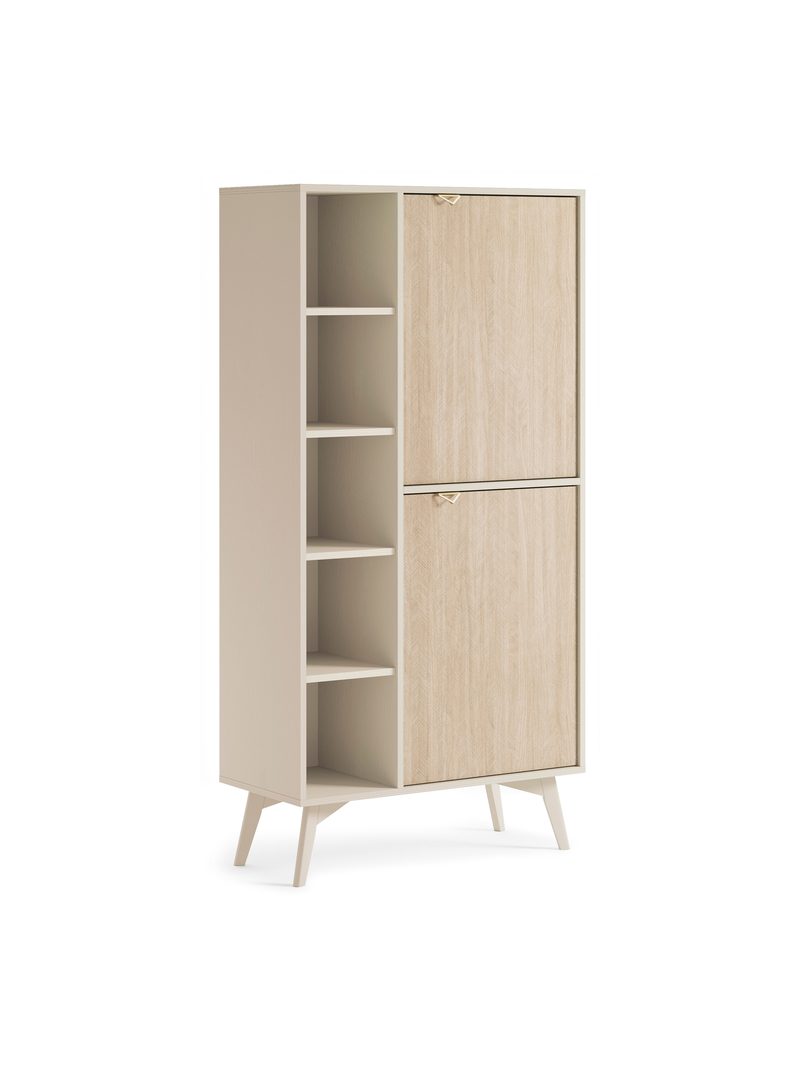 Rebrík Lumira 80 cm s dvoma dverami pieskovej farby s škandinávskym vzorom rybej kosti