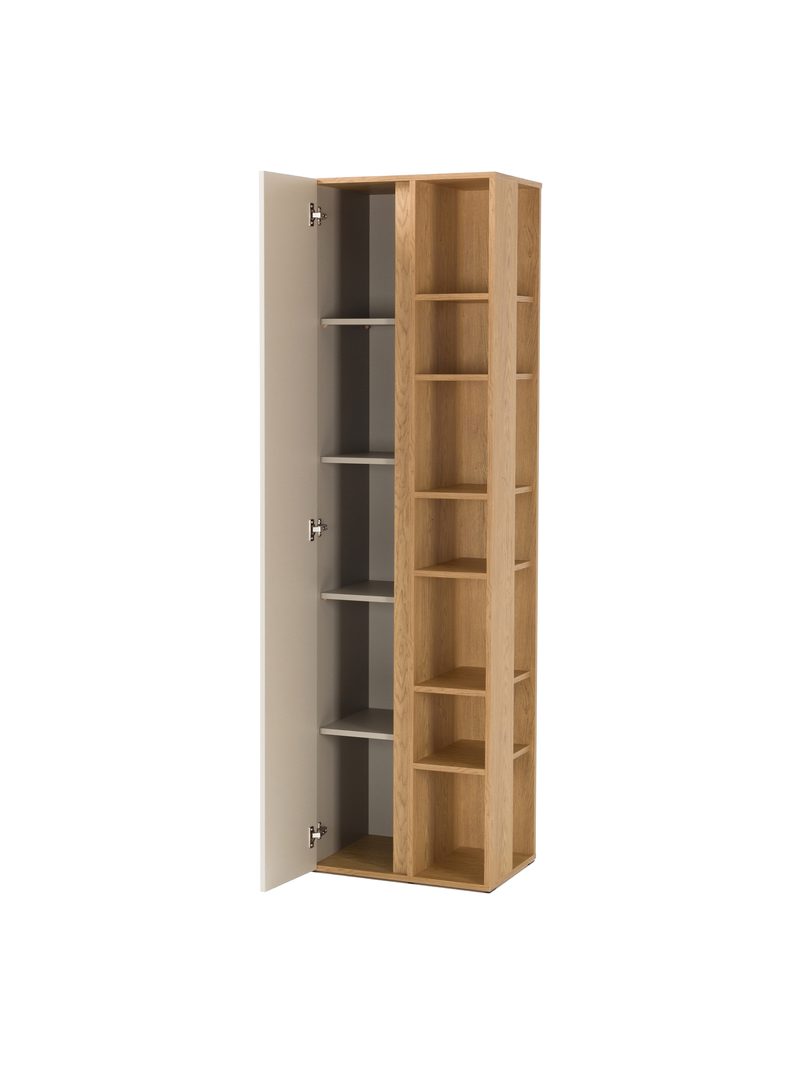 Mládežnícky regál Altea 55 cm s jednými dverami béžový korpus a dubový olejovaný predný panel