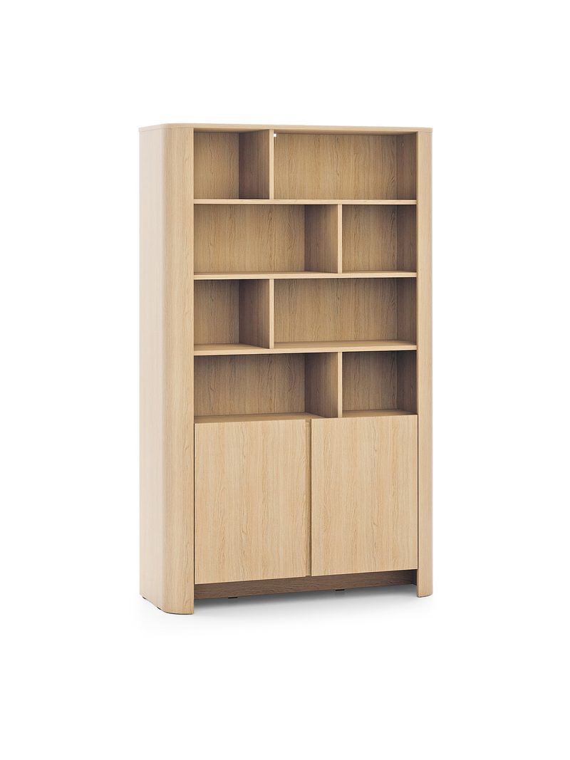 Regál Sorrenti 103 cm s dvoma dverami v farbe dub vicenza s 5 policami