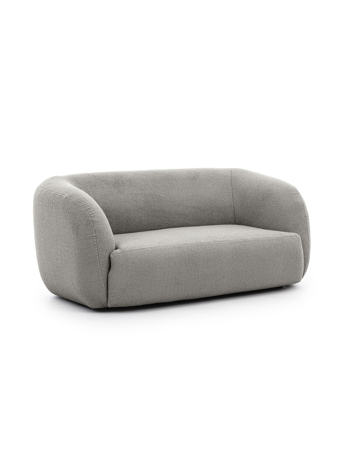 Sofa Dalin II v popielatej bouclé látke Lambi 11, pohľad spredu