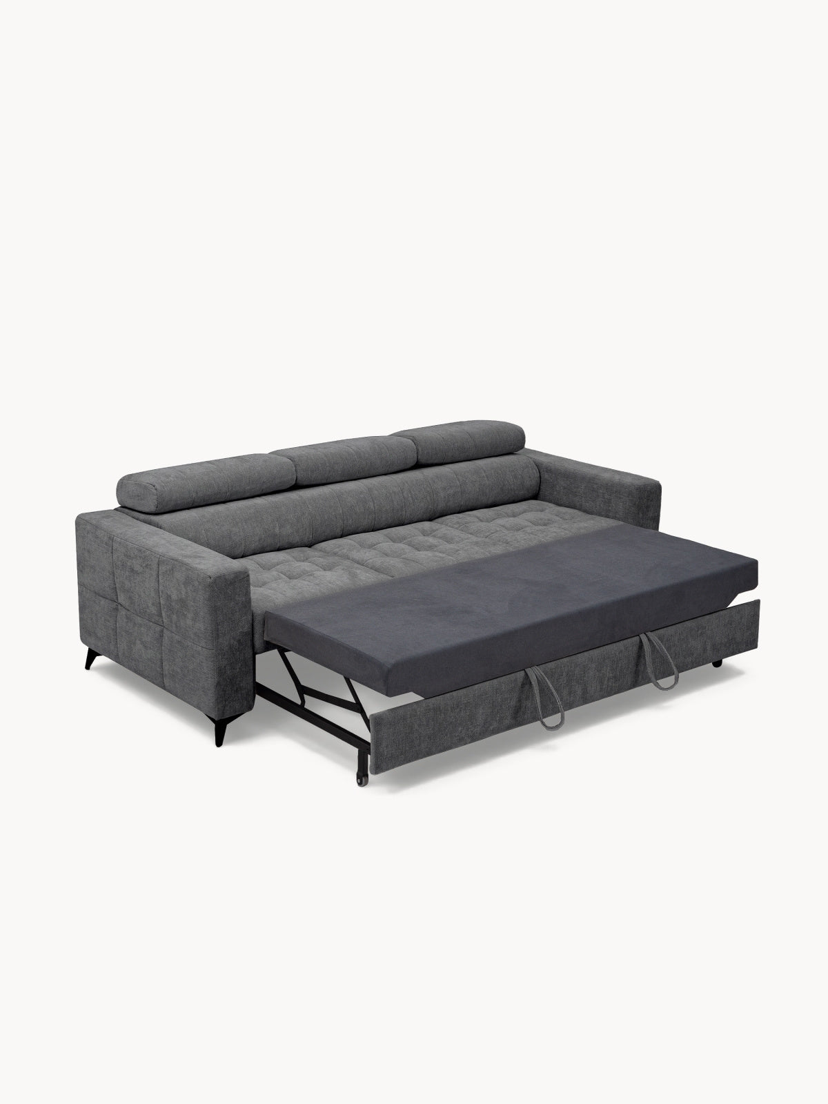 Rozkladacia pohovka Nardo v šedom szenile Vibe 95, zobrazená rozložená