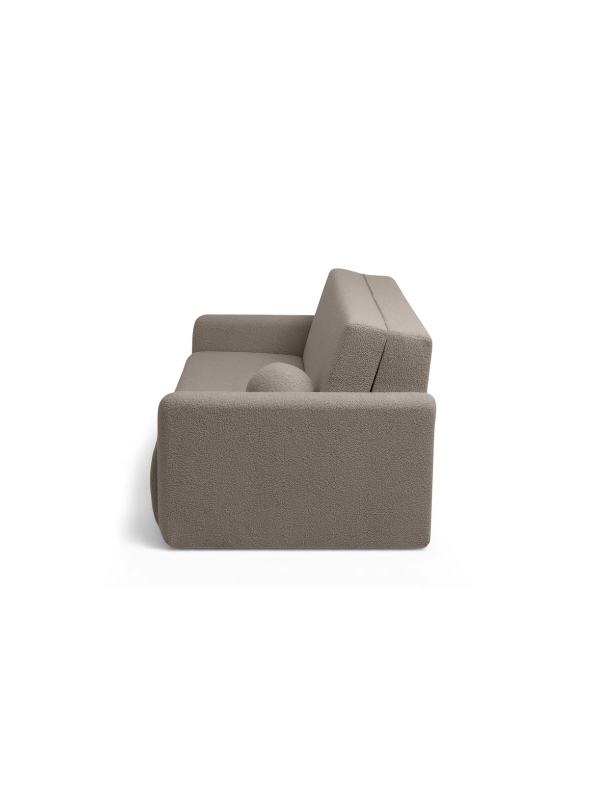 Sofa rozkładana Nido trzyosobowa beżowa boucle widok z boku