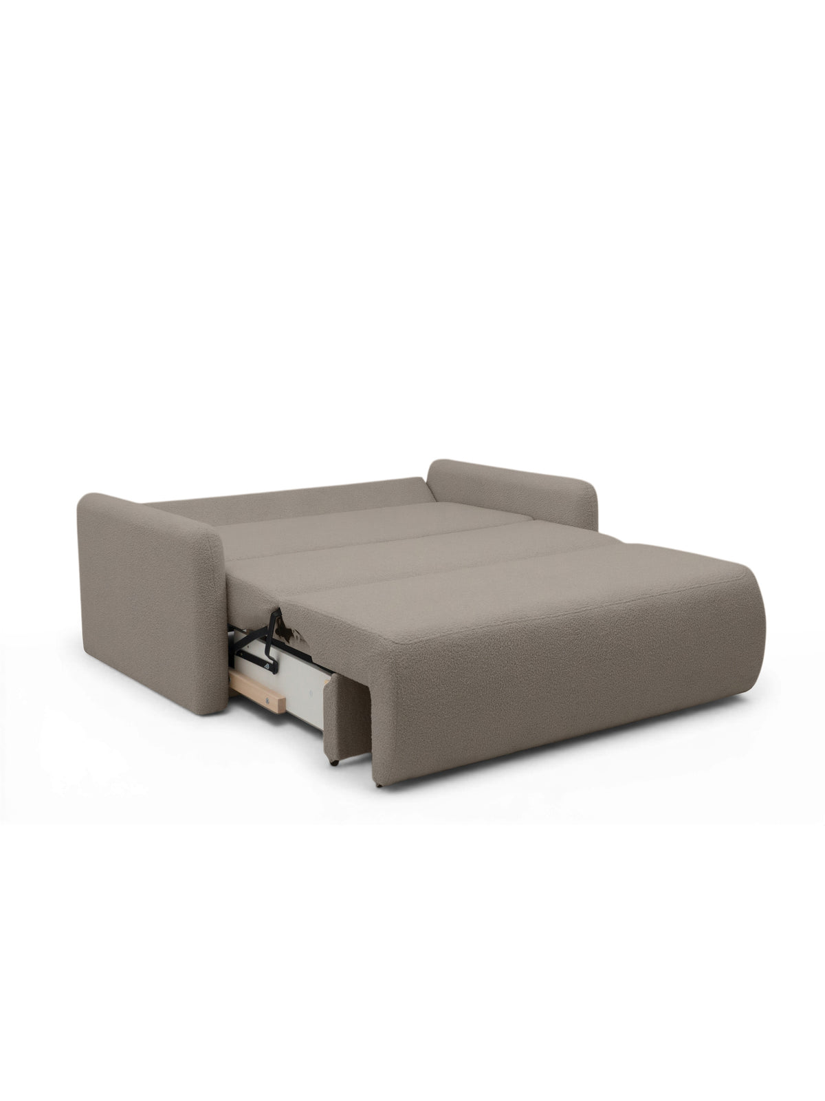 Rozkladacia pohovka Nido 120 cm béžová boucle s úložným priestorom