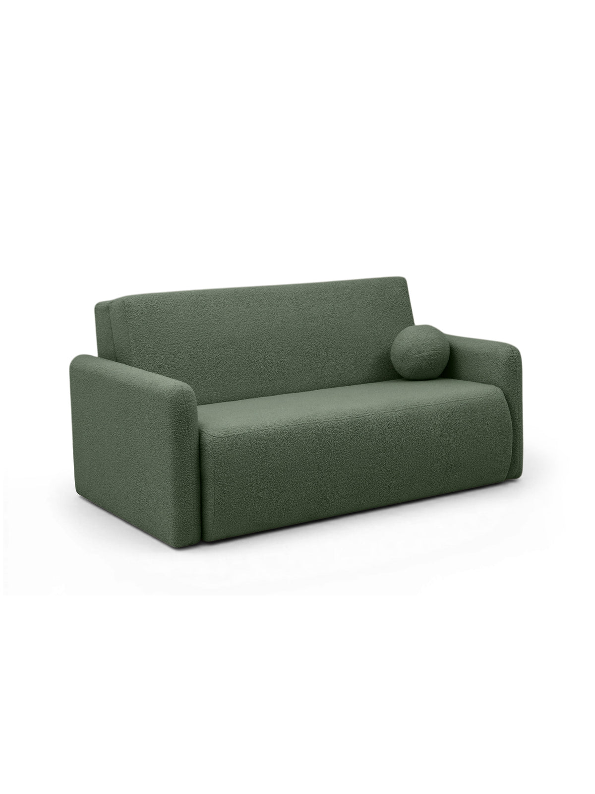 Rozkladacia dvojmiestna pohovka Nido 120 cm zelená boucle s úložným priestorom
