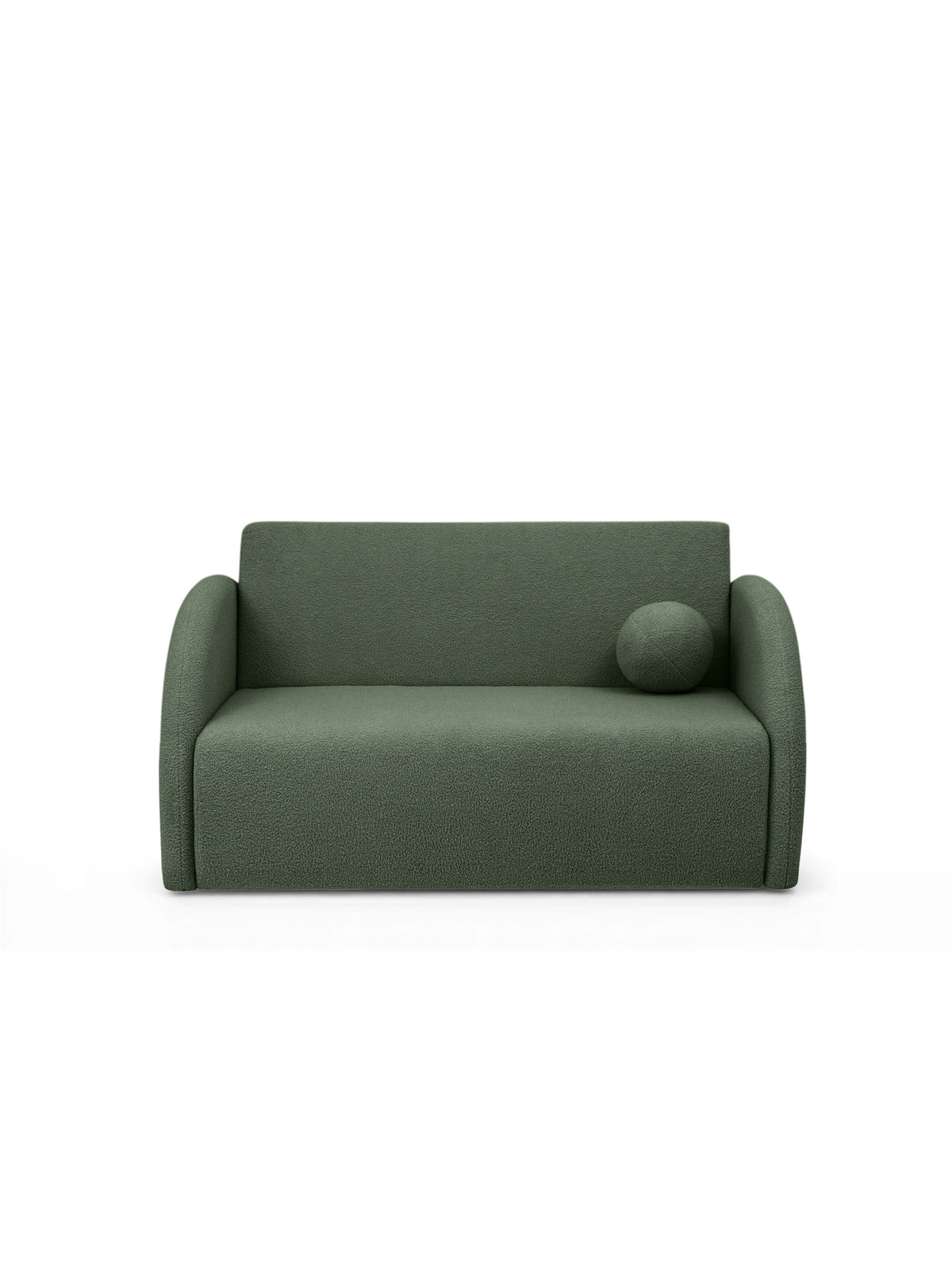 Sofa rozkładana Nubi dwuosobowa 120 cm zielona boucle z poduszką