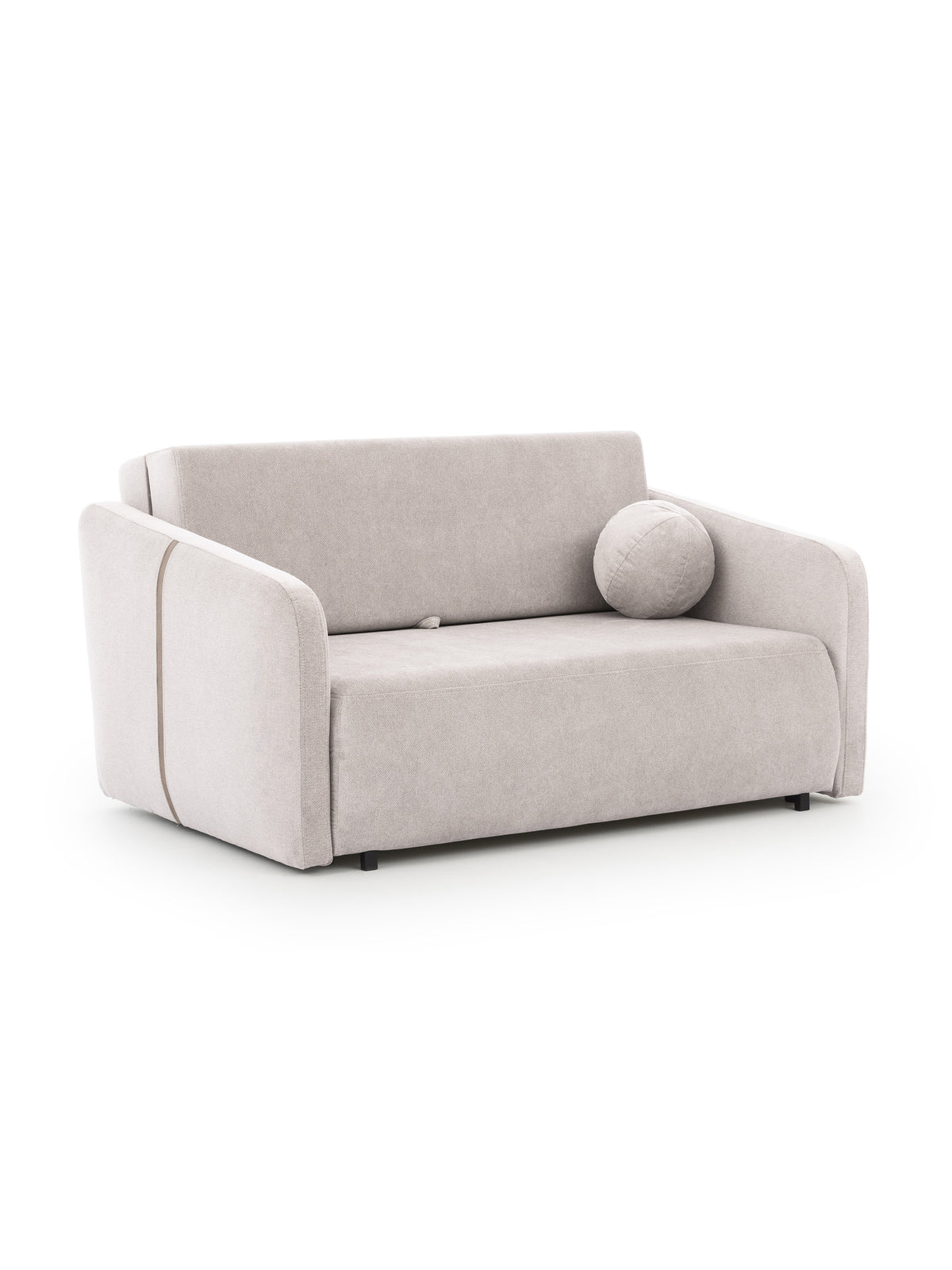 Sofa Zeldia 105 z funkcją spania jasno szara szenilowa z poduszką widok z boku