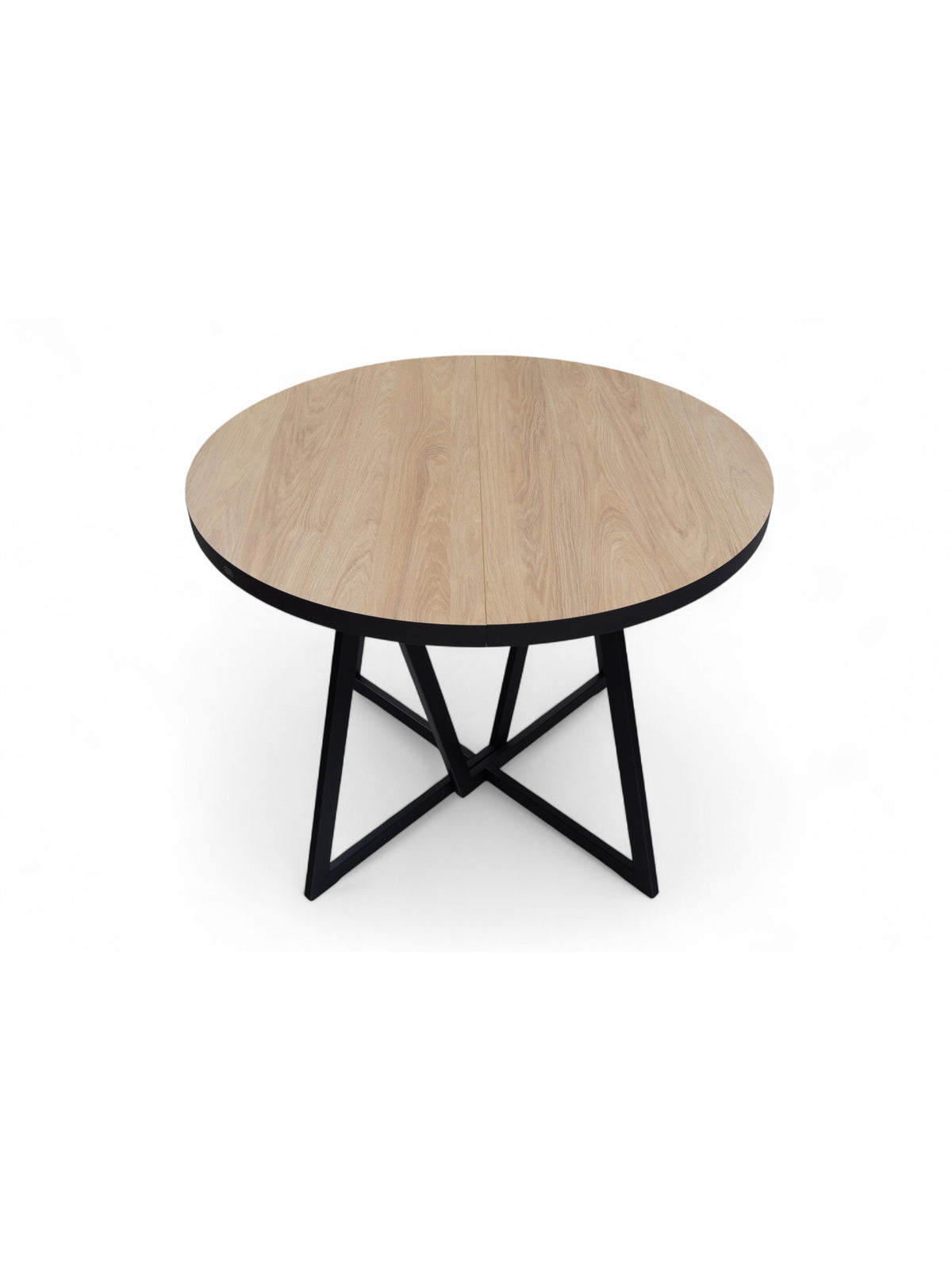 Rozkladací okrúhly stôl Cedrus Linear 95-150 cm dub hikora čierny rám