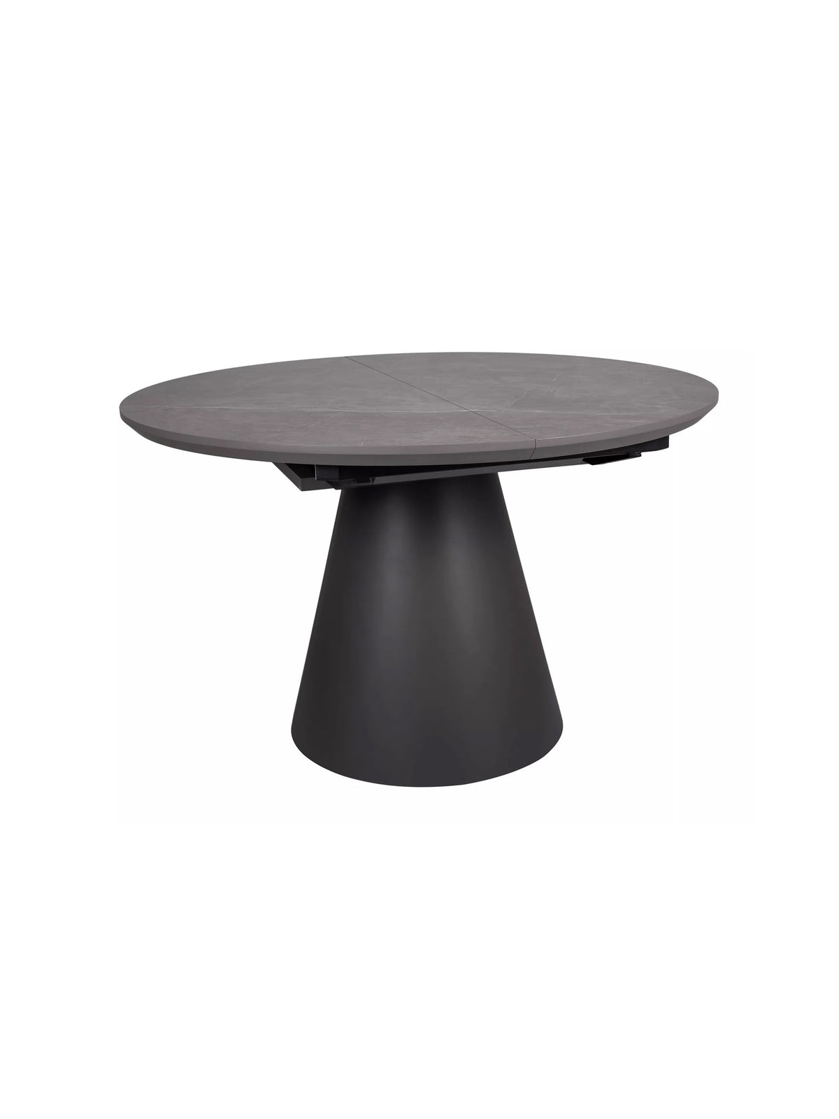 Rozkladací okrúhly stôl Lureno 120-160 cm sivý mramor s čiernou nohou