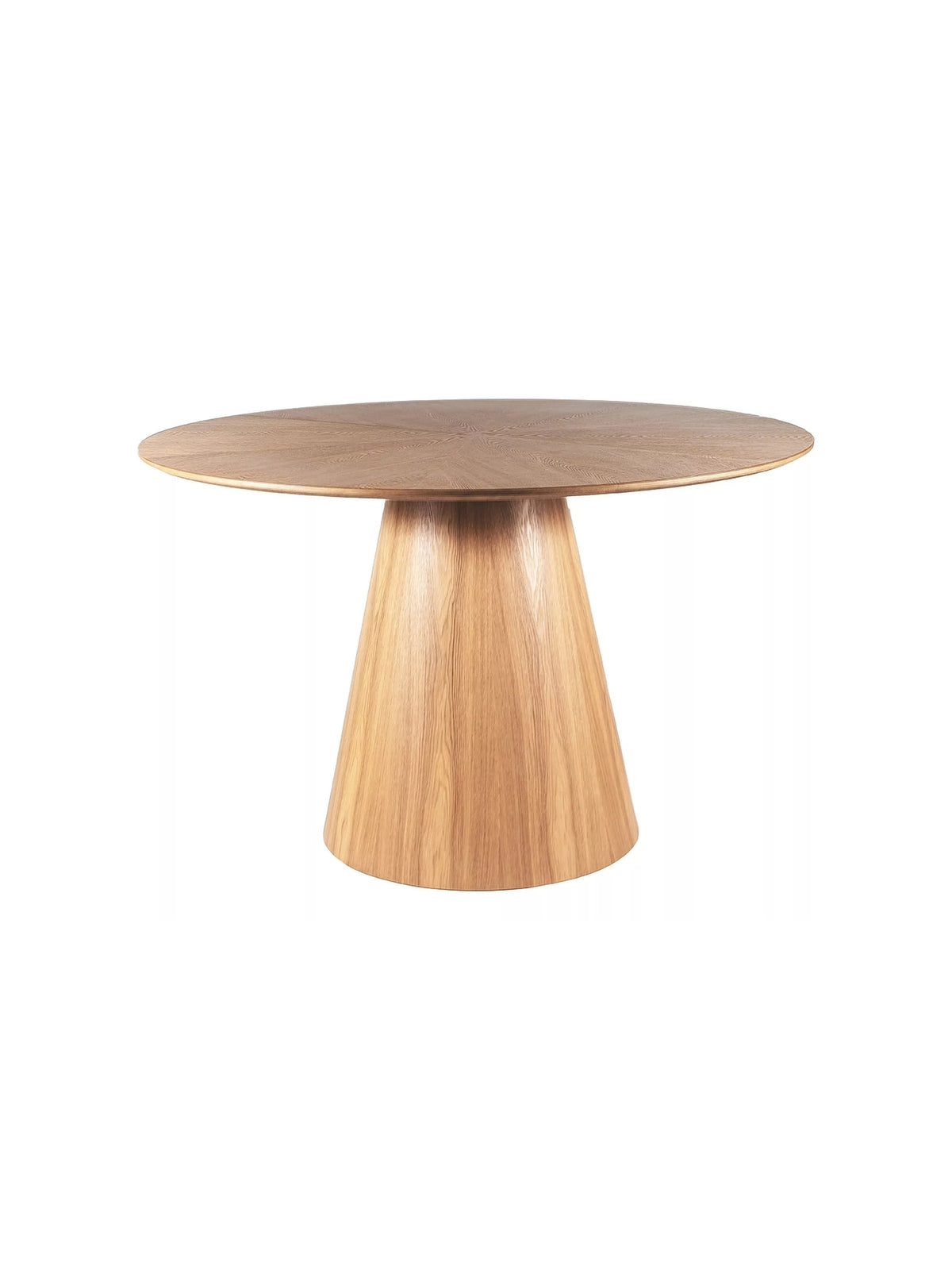 Okrúhly stôl Lureno 120 cm dub prírodný s moderným tanierom a kužeľovou nohou