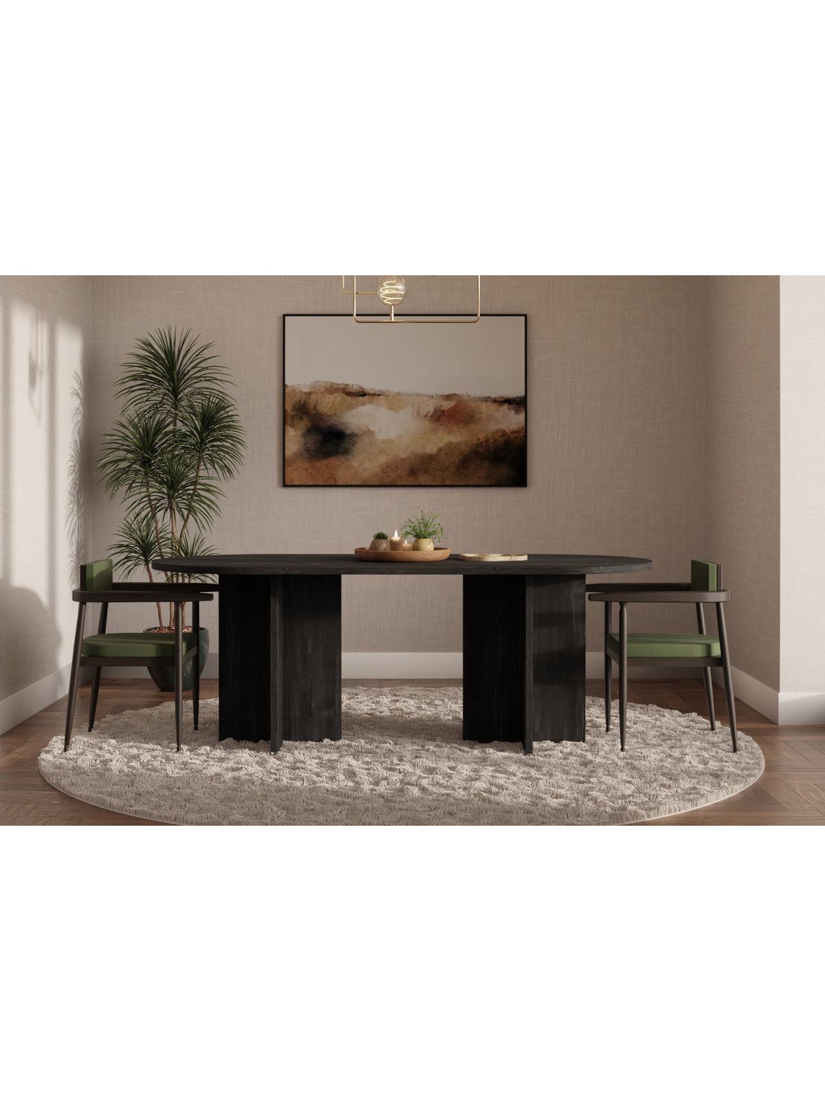 Oválny stôl Aurelium 204x90 cm v čiernej farbe, pohľad na dosku a nohy