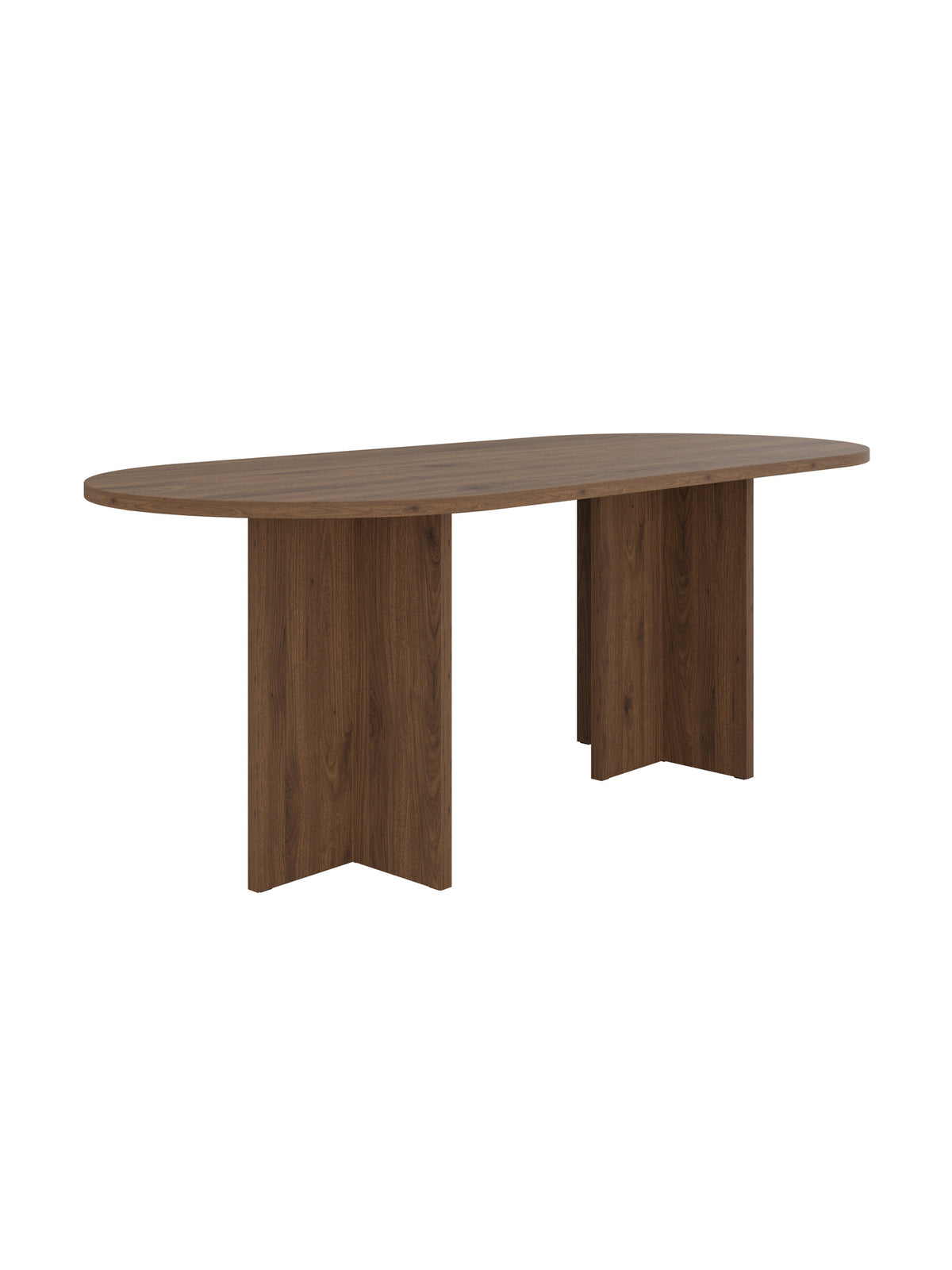 Oválny stôl Aurelium 204x90 cm v orechovej farbe, laminovaný vrch aj nohy 28 mm