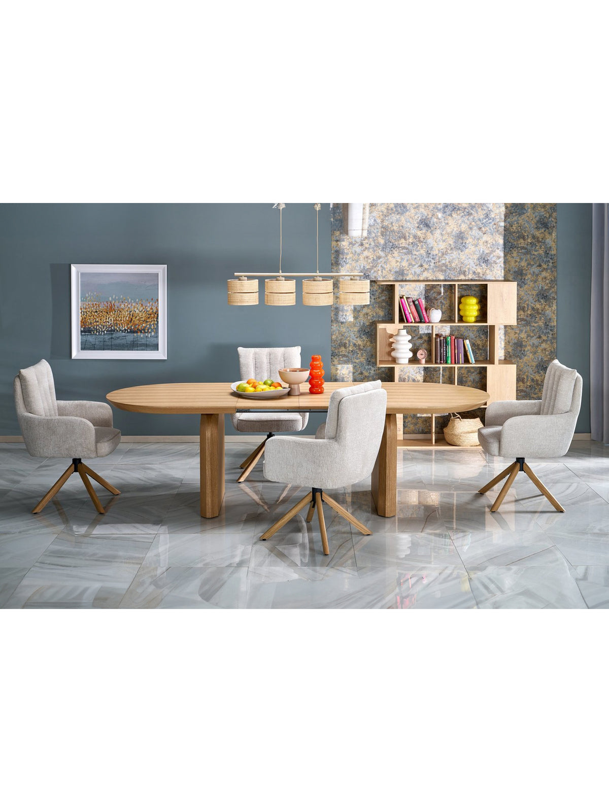 Rozkladací oválny stôl Daxori 180-260x100 cm prírodný dub, bočný pohľad