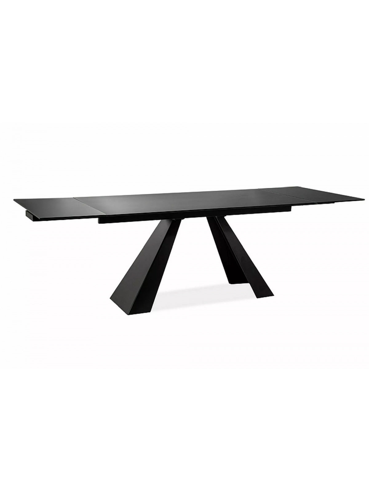 Rozkladací stôl Zanivo 160-240x90 cm čierny matný s kovovými nohami na bielom pozadí
