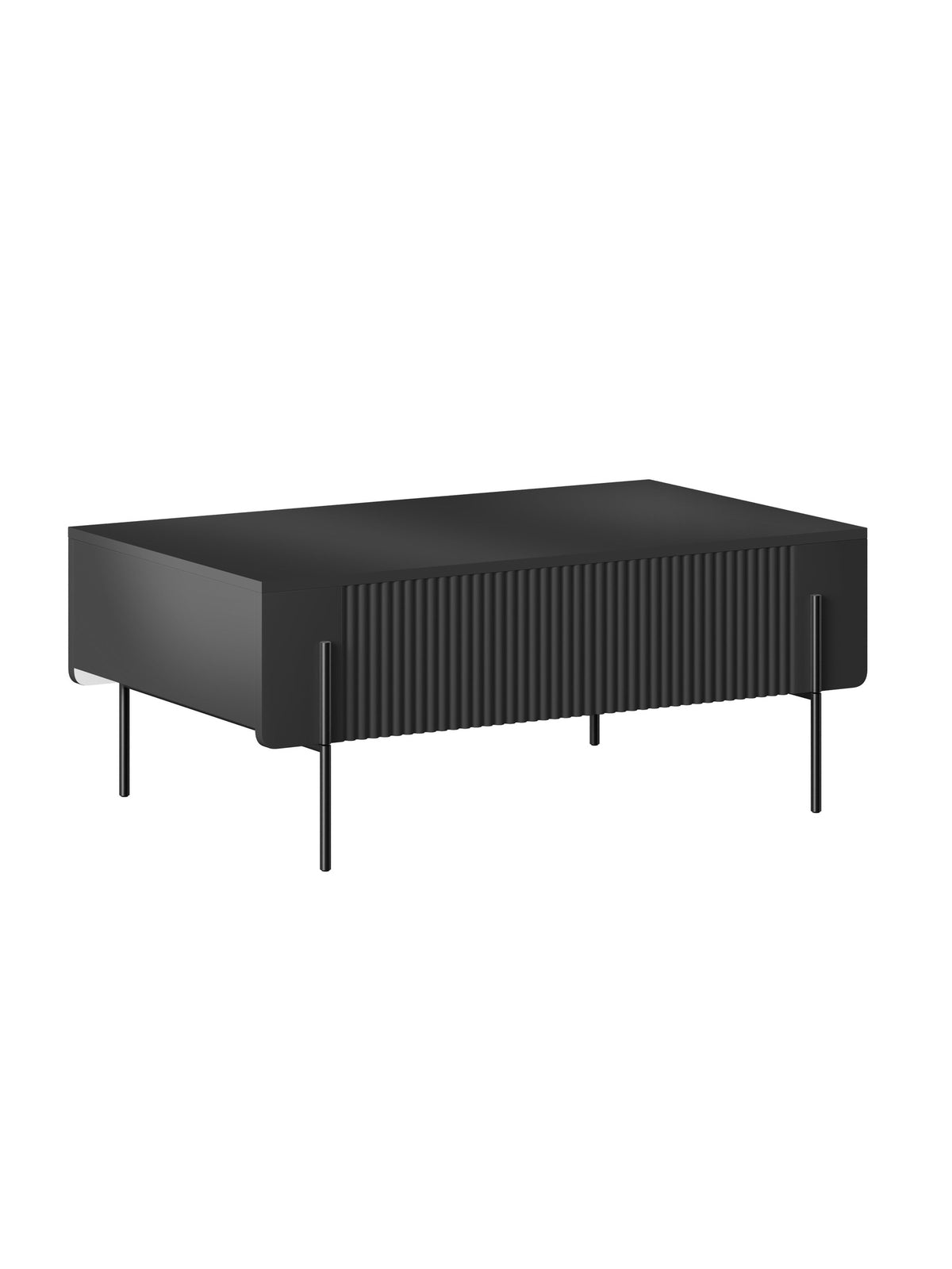 Stolík kawowy Malmi 100 cm so zásuvkami - Čierny mat / čierny nozki