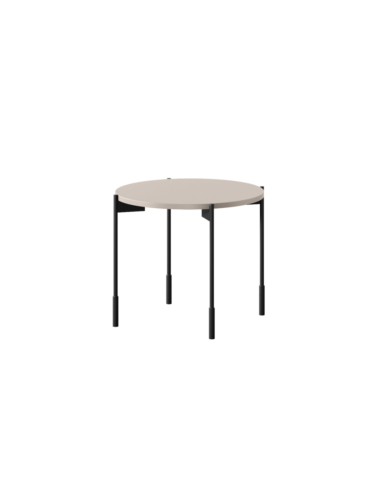 Kulatý konferenčný stolík Sonatia 45 cm, béžový matný doska, čierne kovové nohy