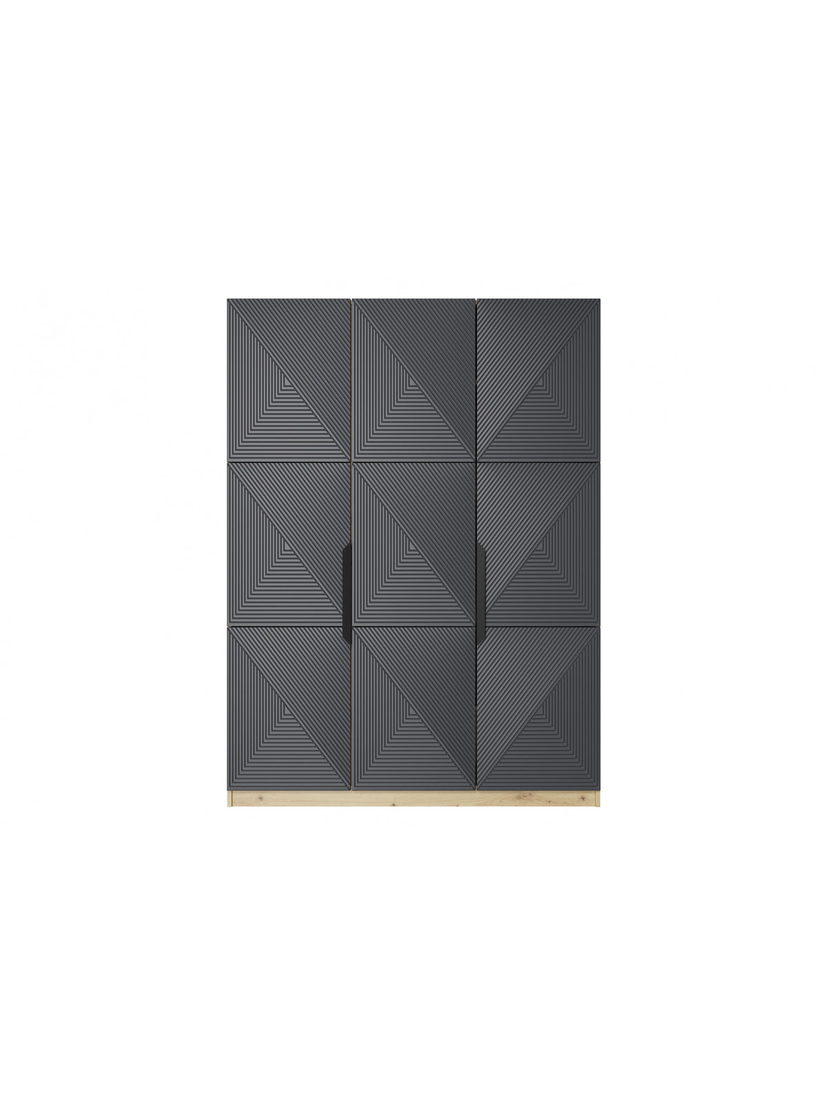 Skriňa Asha 150 cm z metalowymi uchwytami - artisan / rivier stone mat / čierny úchyty
