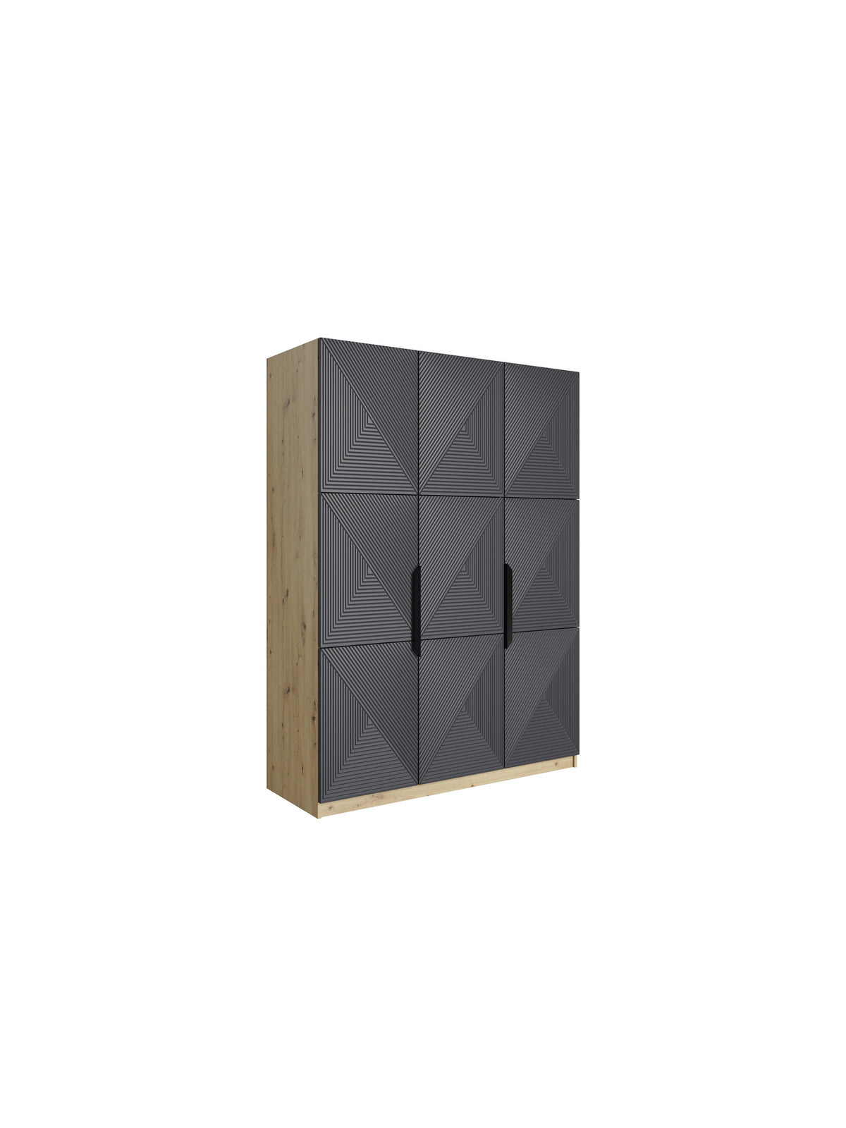 Skriňa Asha 150 cm z metalowymi uchwytami - artisan / rivier stone mat / čierny úchyty