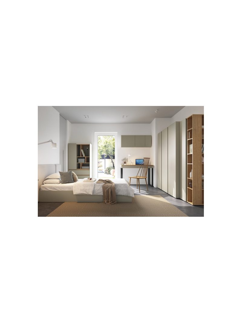 Mládežnícka skriňa Altea 145 cm v eukalyptovej a dub baltic dune farbe, 3-dverová