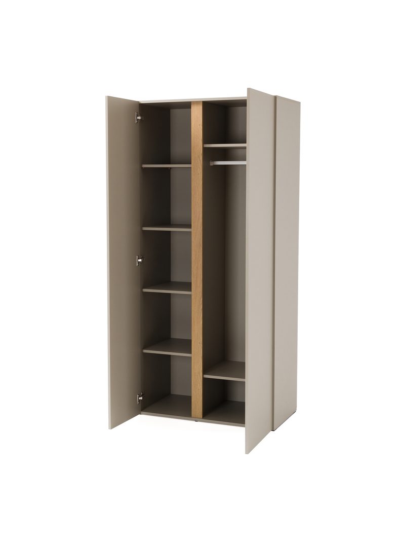 Skriňa Altea 90 cm pieskovobéžová s olejovaný dub predný panel, dvojdverová, otvorená