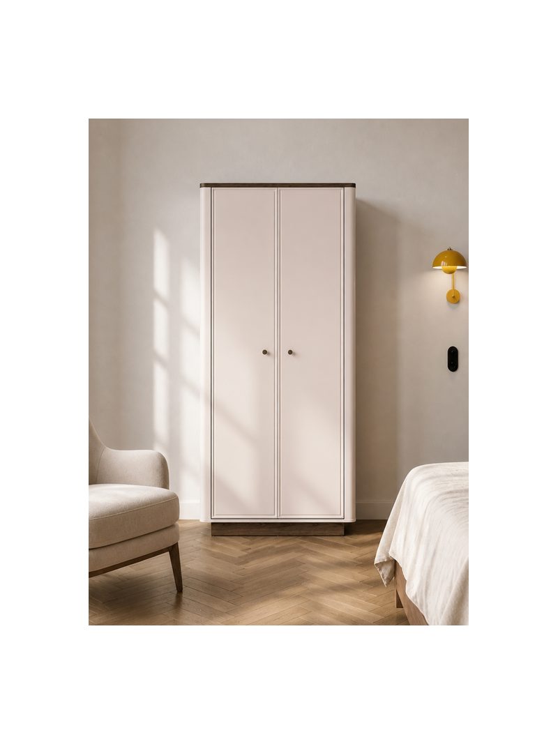 Otvorená skriňa Amberto 92 cm v kasmírovej farbe s podstavcom dub windmill dark, pohľad spredu