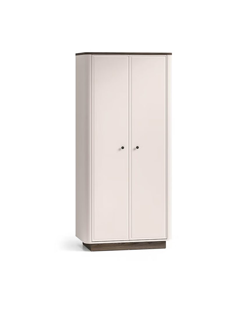 Otvorená šatní skriňa Amberto 92 cm v kasmírovej farbe s soklom dub windmill dark, predný pohľad