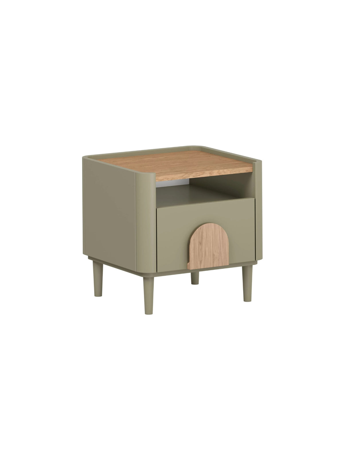 Nočný stolík Amilio 50 cm eukalyptus so zásuvkou a doskou dub baltic dune