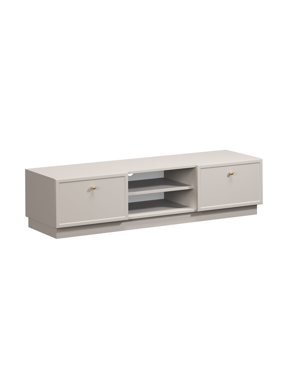 TV skrinka Lorini 150 cm v farbe kasmírová s dvoma zásuvkami a zlatými úchytmi