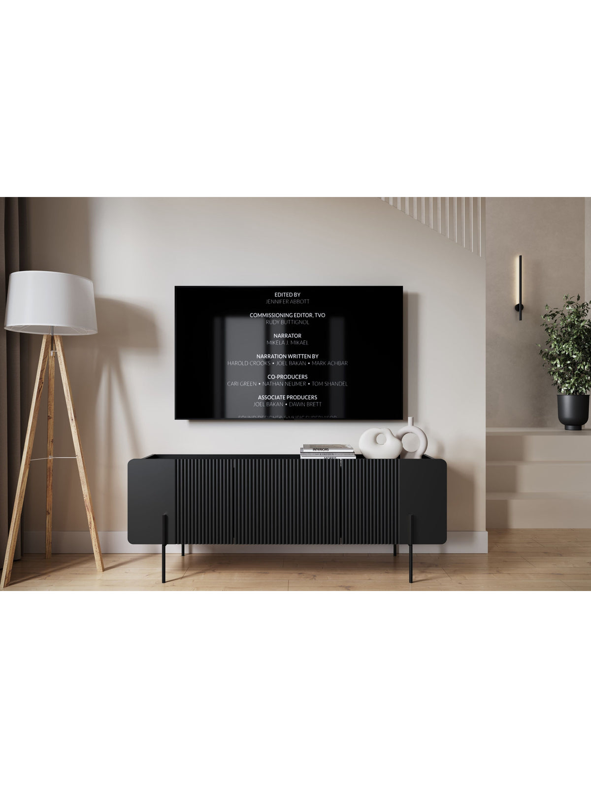 TV skrinka Malmi 150 cm - Čierny mat / čierny nozki