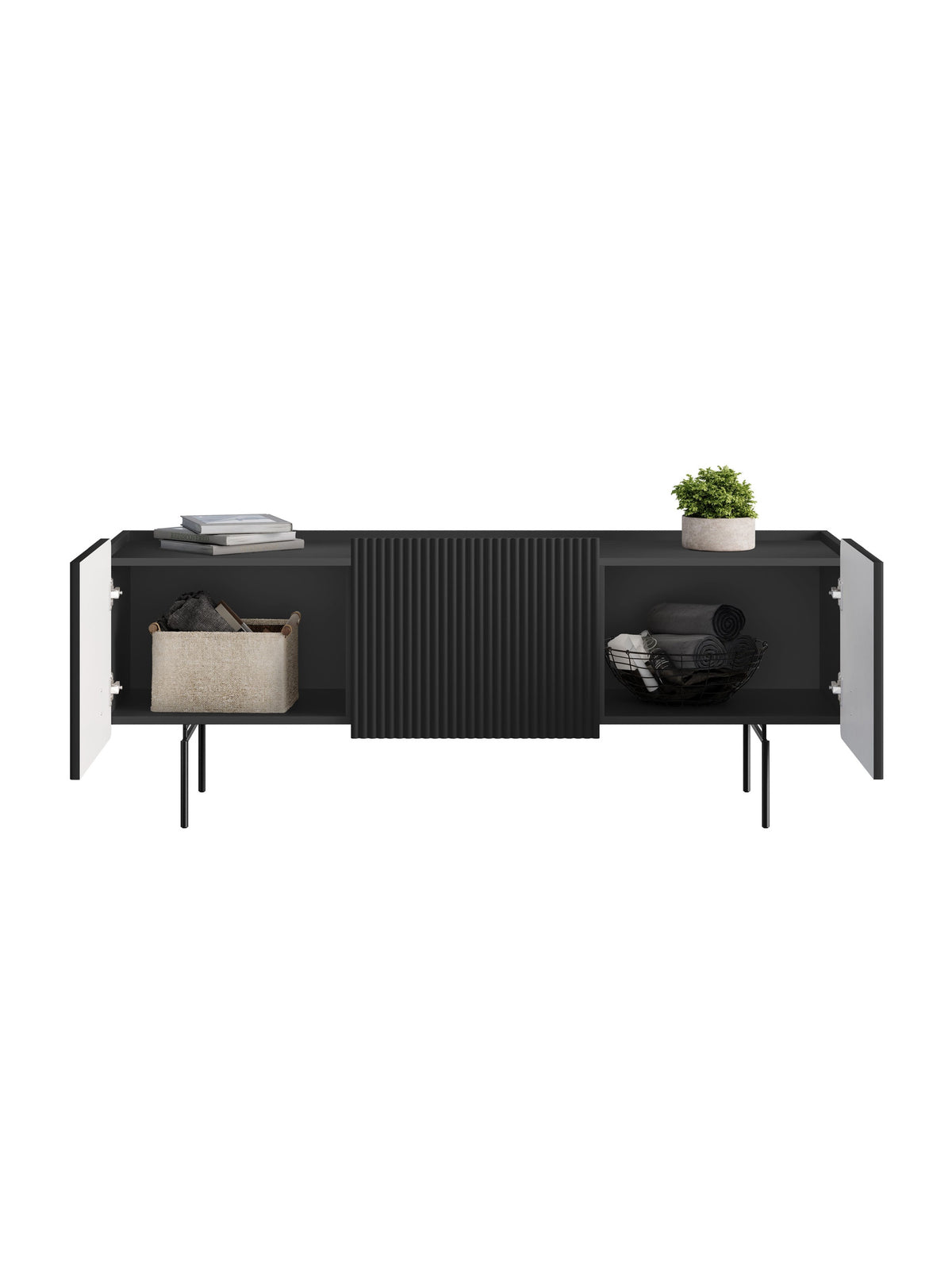 TV skrinka Malmi 150 cm - Čierny mat / čierny nozki
