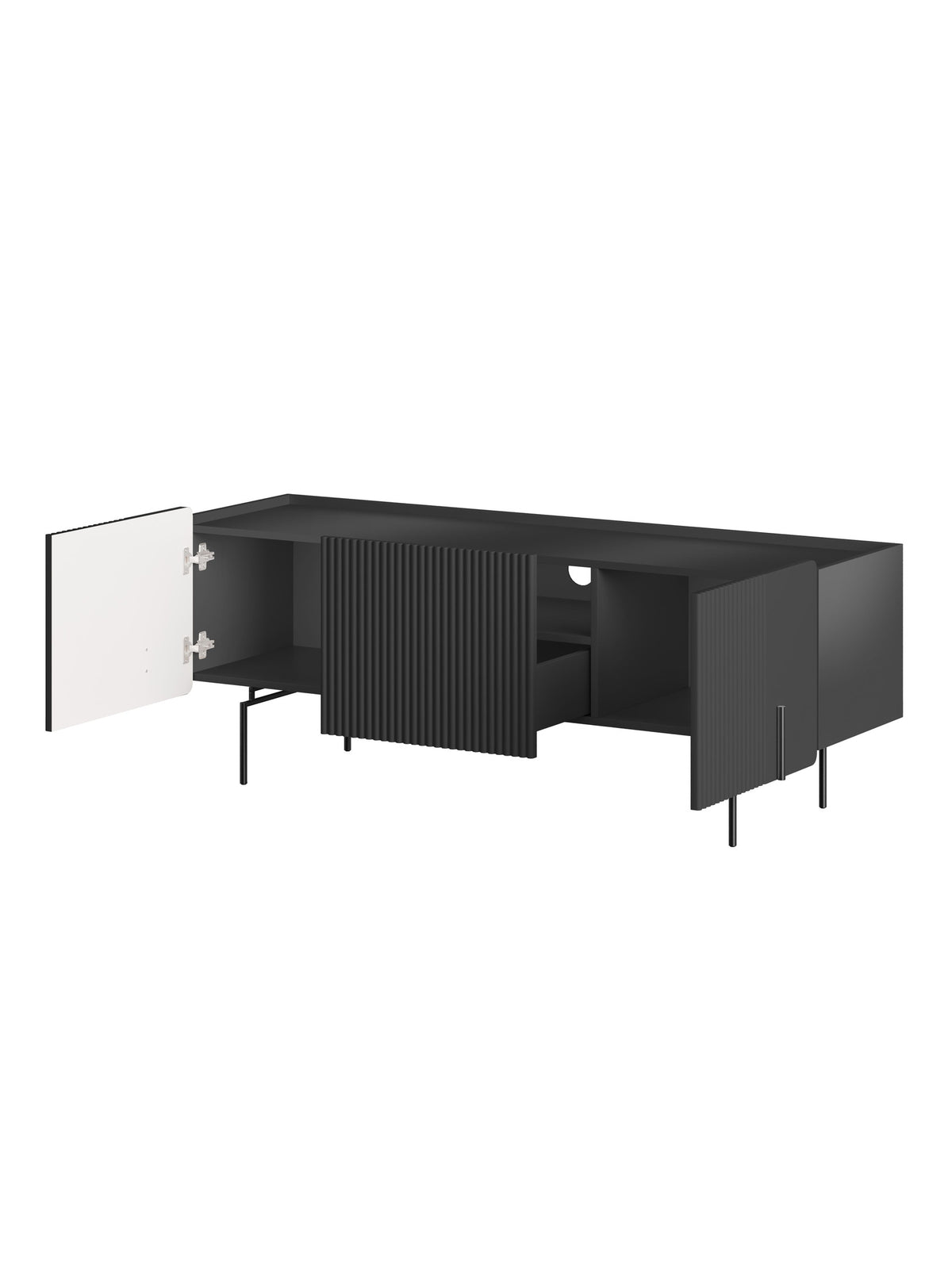 TV skrinka Malmi 150 cm - Čierny mat / čierny nozki