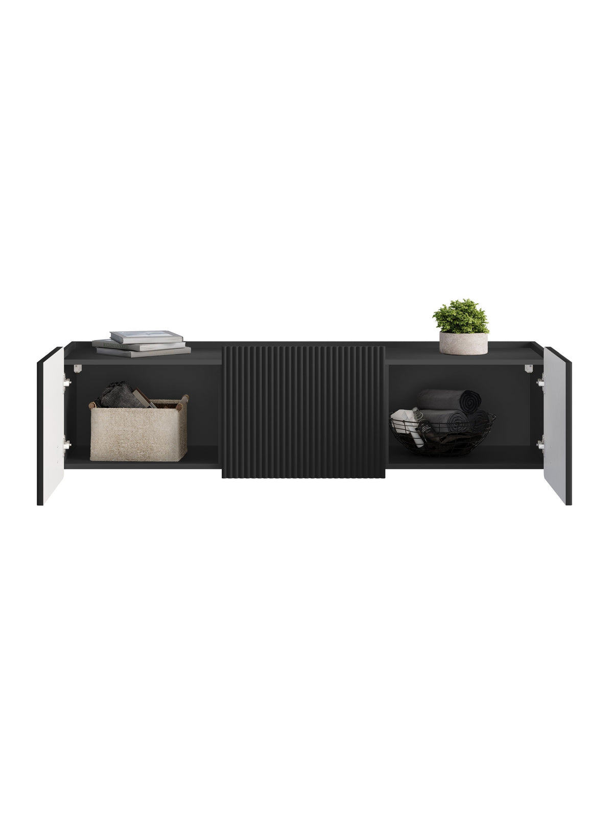 TV skrinka Malmi 150 cm závesná - Čierny mat / zlaté