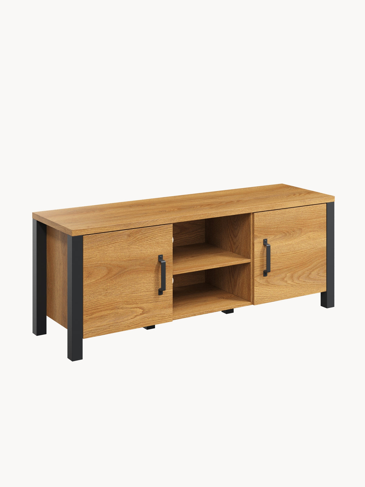 TV skrinka Olin 147 cm z wnekami - Dub karmel / Čierny supermat