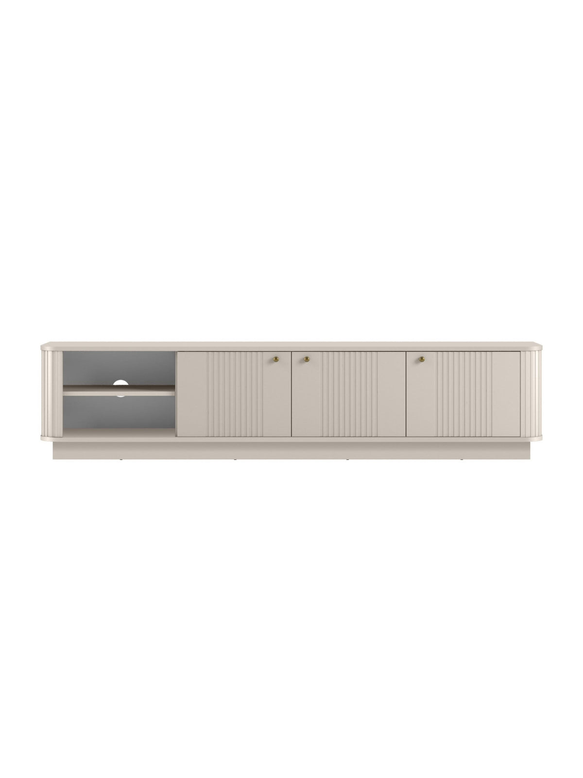 TV skrinka Vesper 3D 187 cm cashmere s ryhovanými dvierkami a zlatými úchytmi