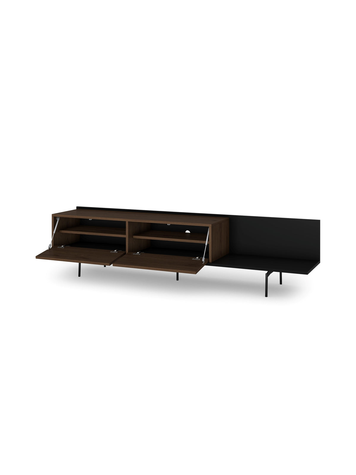 TV skrinka Zenar 200 cm z metalowymi nogami - Orech elegant / Čierny