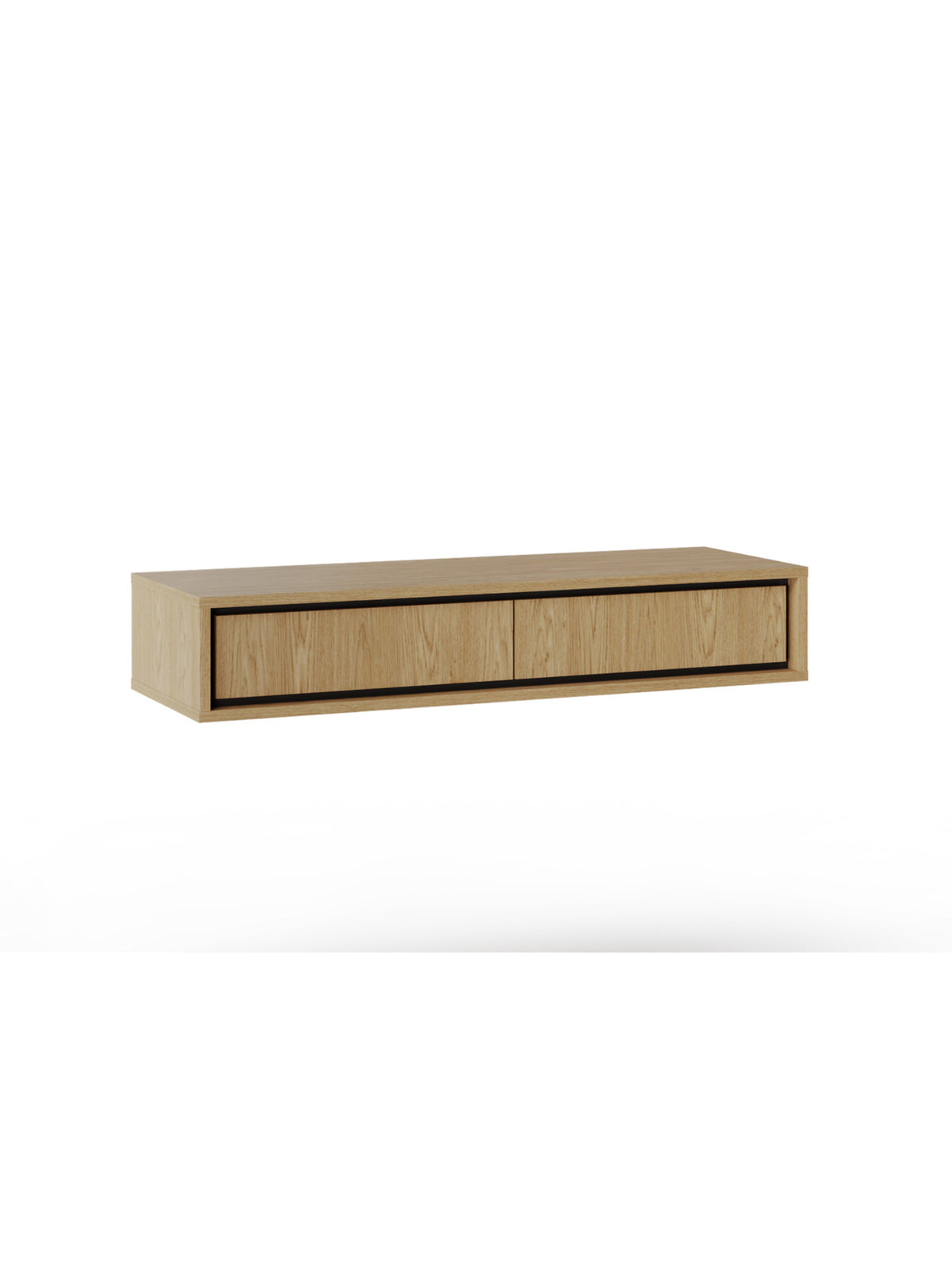 Závesný toaletný stolík Rocco 100 cm s dvoma zásuvkami, dub baltic dune s čiernymi detailmi