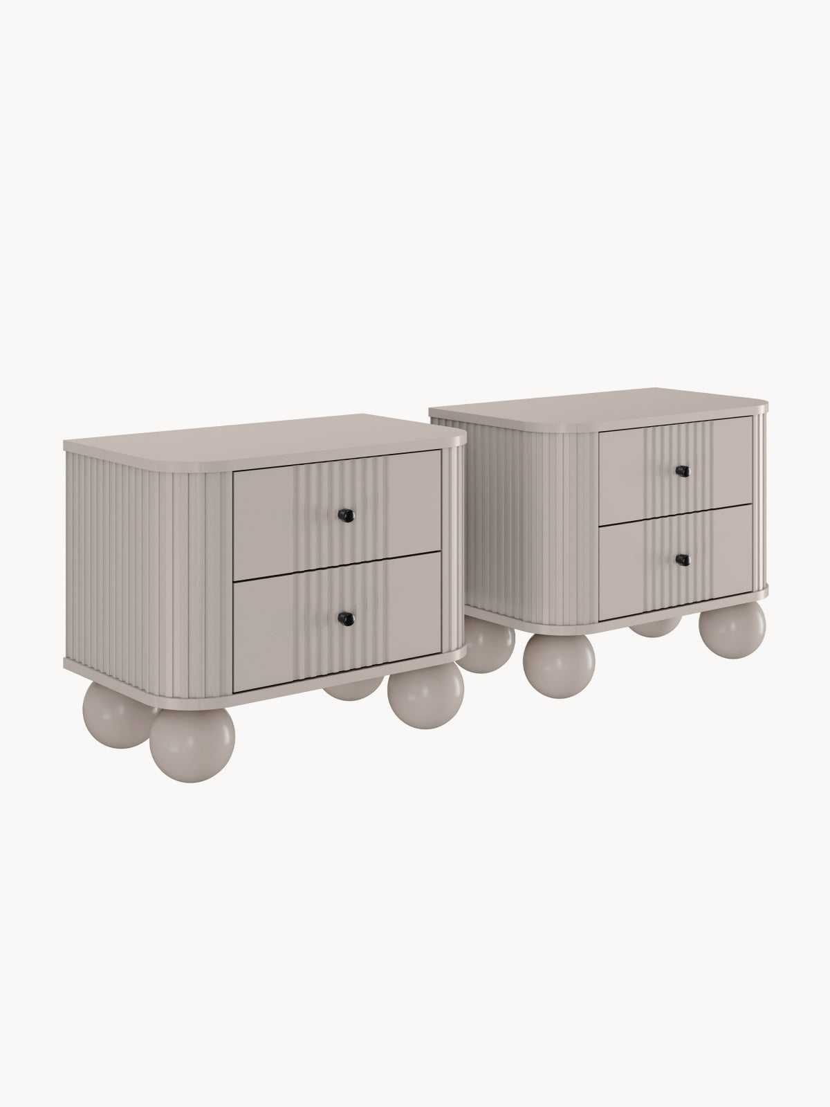 Komplet szafek nocnych Vesper 56 cm - kašmír / čierny úchyty / nožičky kule