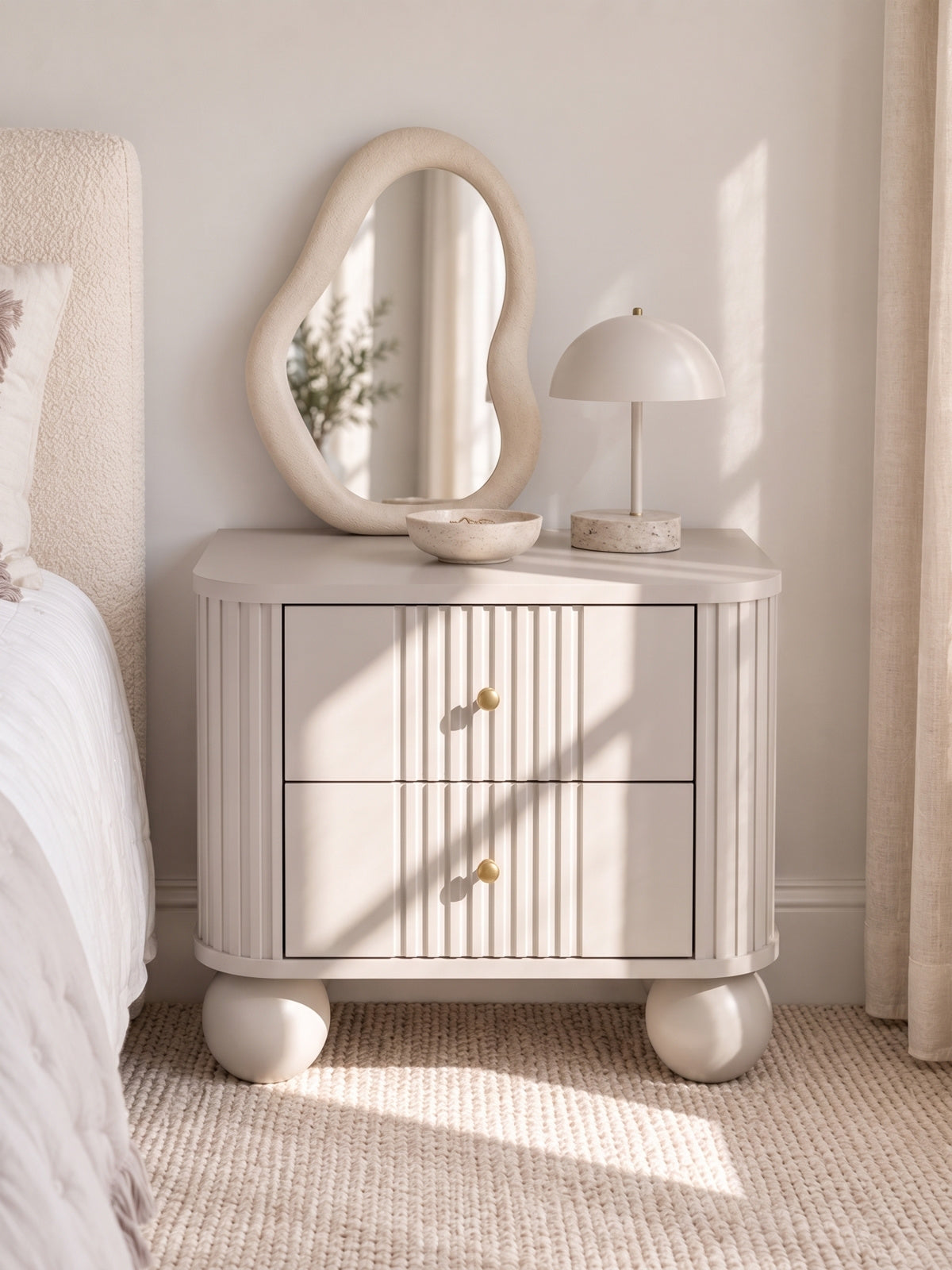 Komplet szafek nocnych Vesper 56 cm - kašmír / zlote úchyty / nožičky kule